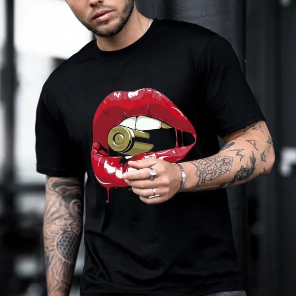 Mens Lip Printed Streetwear T-shirt - Leanarea.chimpone.com 