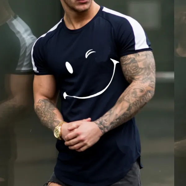 Fashion casual smiley printed T-shirt - Leanarea.chimpone.com 