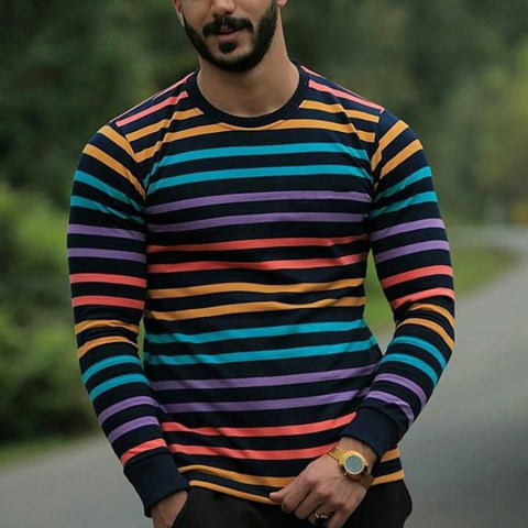 Coloring Striped Long Sleeve T shirt
