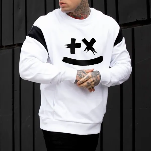 Splice Sleeve Streetwear Printed Sweatshirt - Leanarea.chimpone.com 