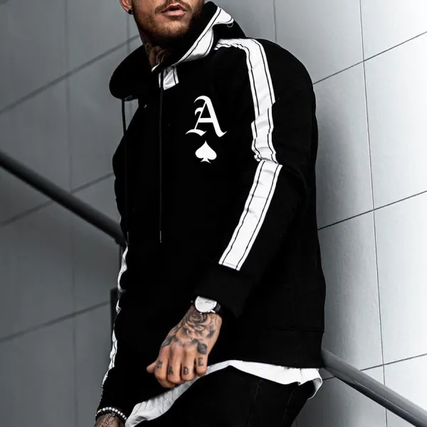 White Line Printed Streetwear Hoody - Leanarea.chimpone.com 