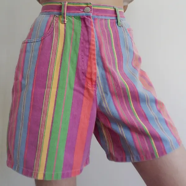 Retro Summer Striped Casual Shorts - Leanarea.chimpone.com 