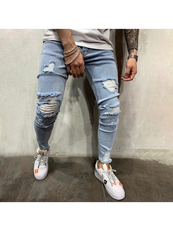 Men's casual fashion ripped slim fit jeans TT230 - Inkshe.com 