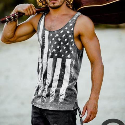 European and American mens star striped printed vest