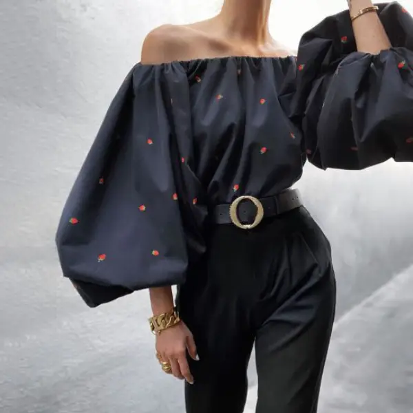 Stylish off-shoulder long-sleeved shirts - Leanarea.chimpone.com 