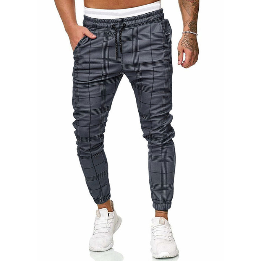 

Casual pants mens fashion plaid sweatpants