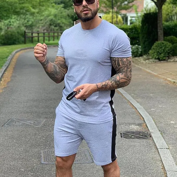 Men's casual short-sleeved T-shirt sports suit - Leanarea.chimpone.com 