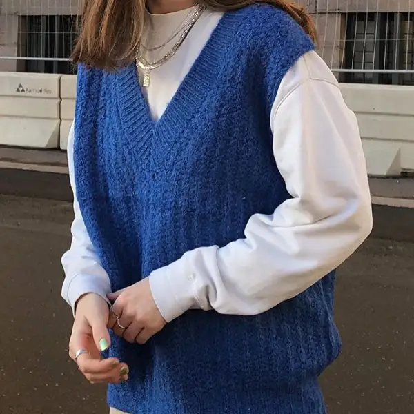Knitted versatile loose vest - Leanarea.chimpone.com 