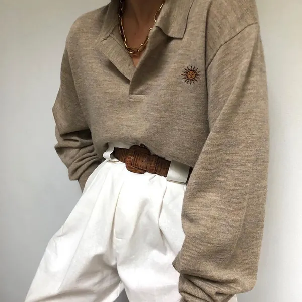 Ladies Casual Loose Long Sleeve Sweatshirt - Leanarea.chimpone.com 