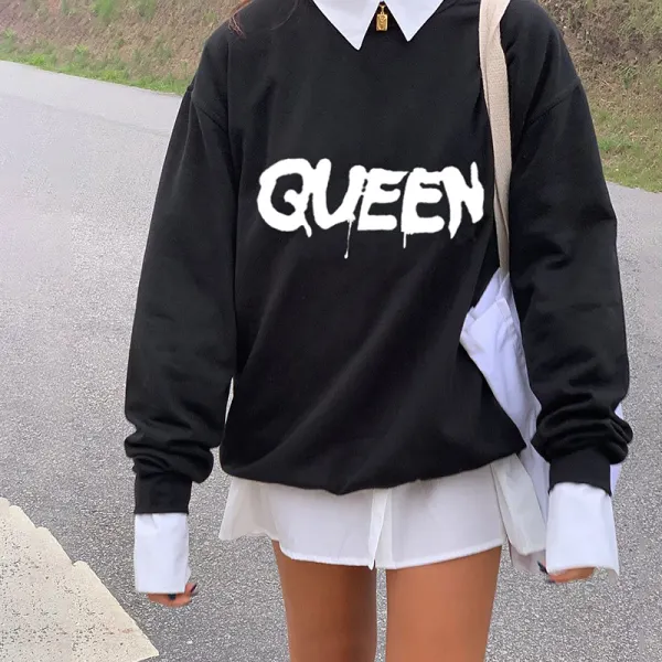 Ladies Fashion QUEEN Long Sleeve Sweatshirt - Leanarea.chimpone.com 