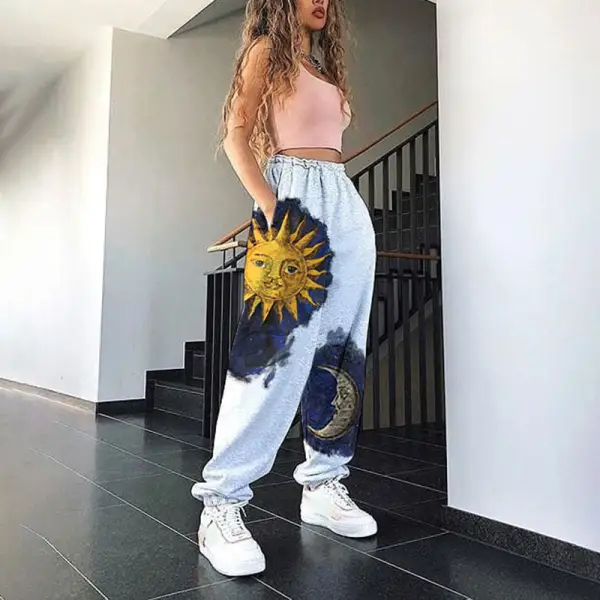 Vintage Printed Colour Loose Jogger - Leanarea.chimpone.com 