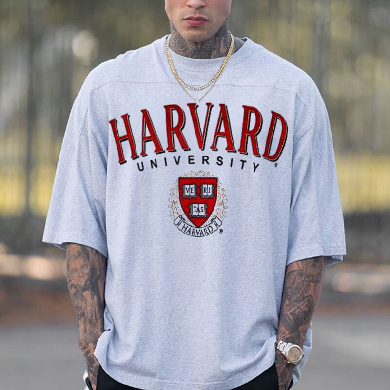 Harvard University Letter Print T shirt