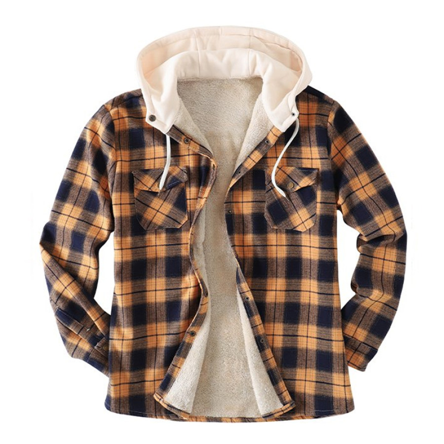 

Mens Plaid Thick Plush Casual Jacket