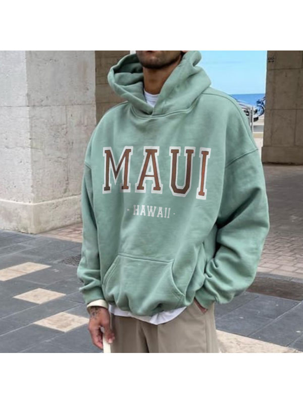 Vintage Men's Letter Print Casual Hoodie