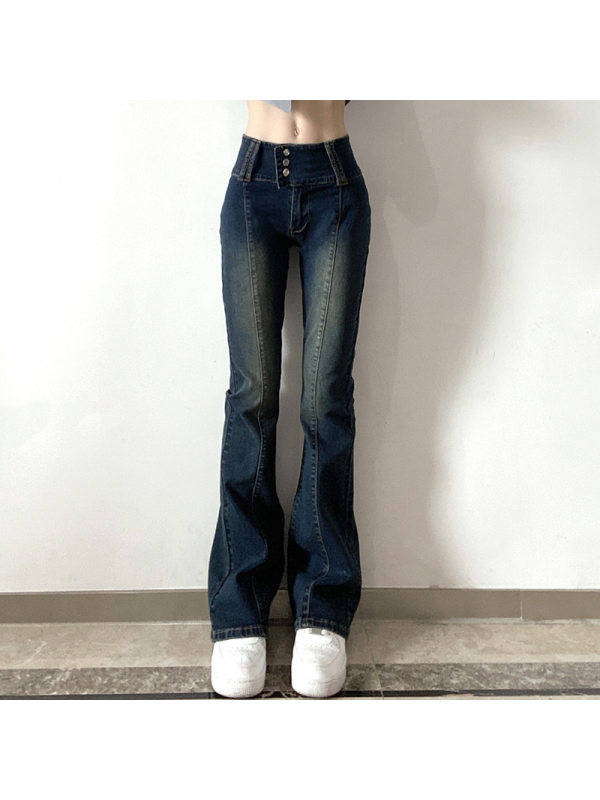 Vintage Dark Blue Pull Up Jeans - Holawiki.com 