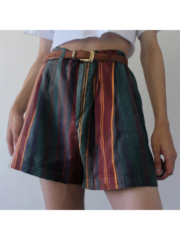 Vintage Color Striped Shorts - Holawiki.com 