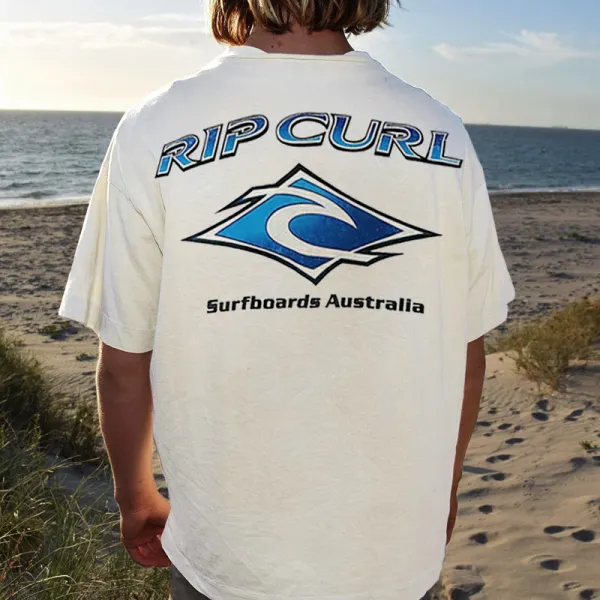 Vintage übergroßes Unisex Holiday Surf Print T-Shirt - Faciway.com 