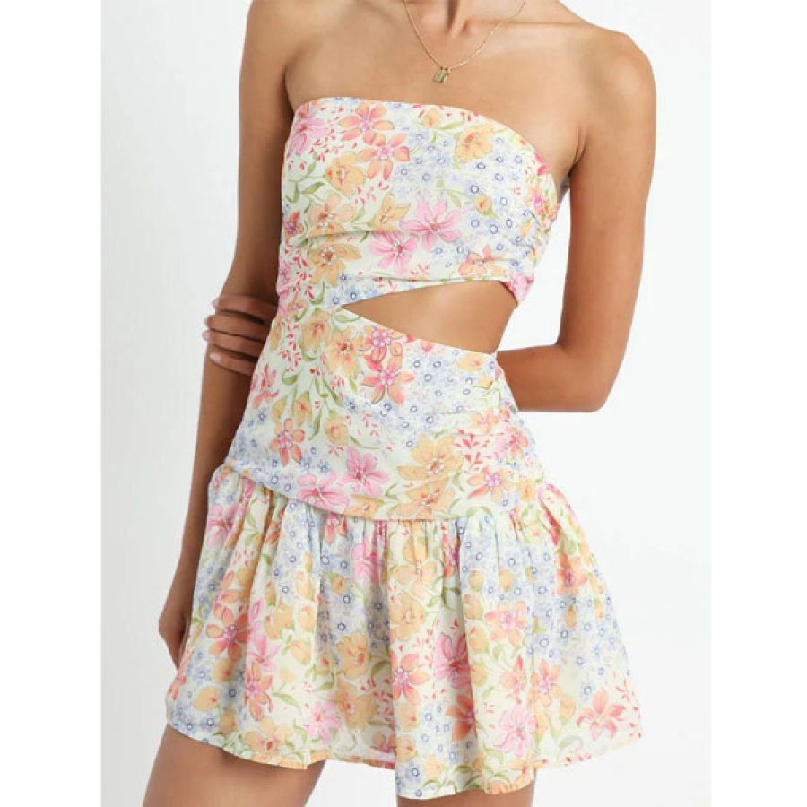 

Wrapped Floral Cutout Mini Cake Dress