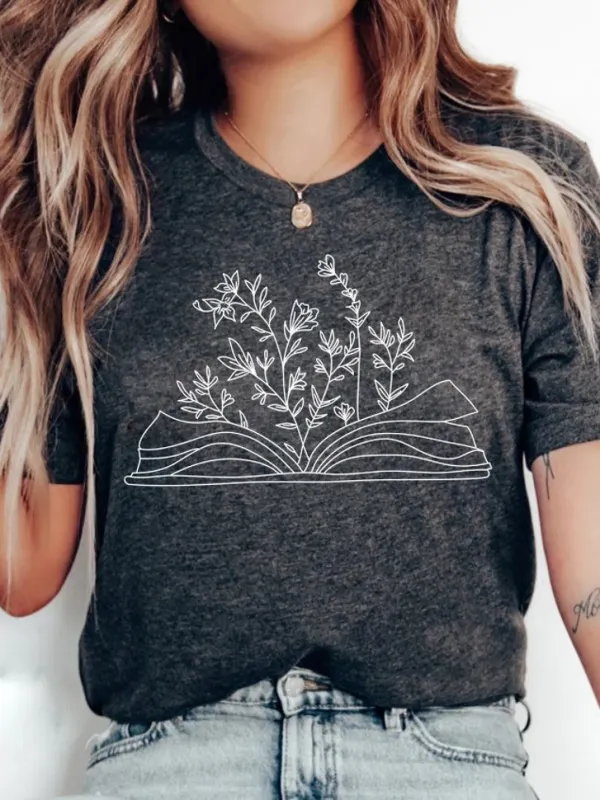 Wildflowers Book T-shirt - Realyiyi.com 