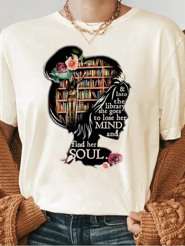 And Into The Library She Goes To Lose Her Mind And Find Her Soul T-shirt - Machoup.com 