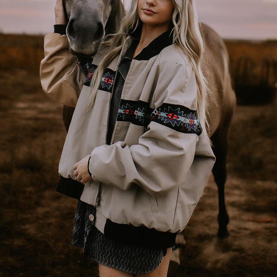 

Veste Bomber Aztèque Unisexe Surdimensionnée