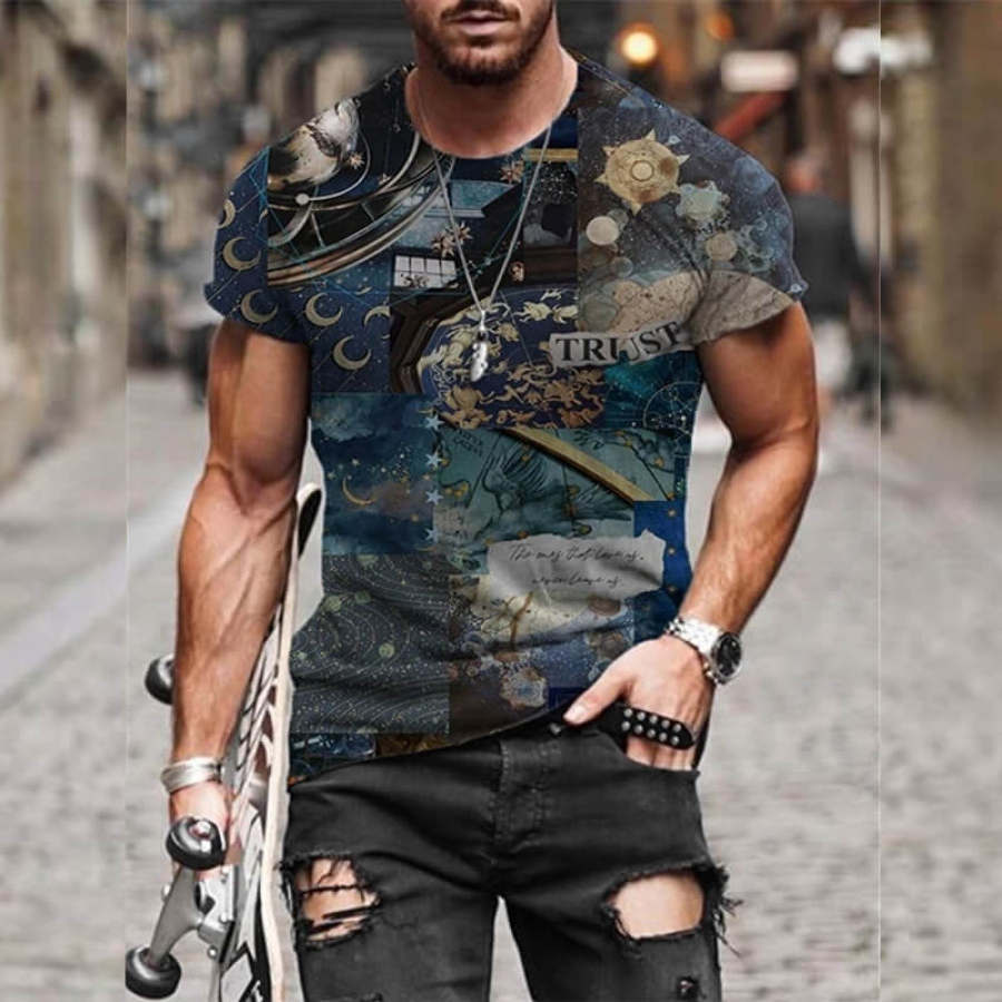 

Men's fashion abstract painting print T-shirt