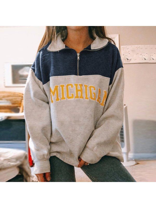 Download Michigan half zip up hoodie quarter zip pullover women ...