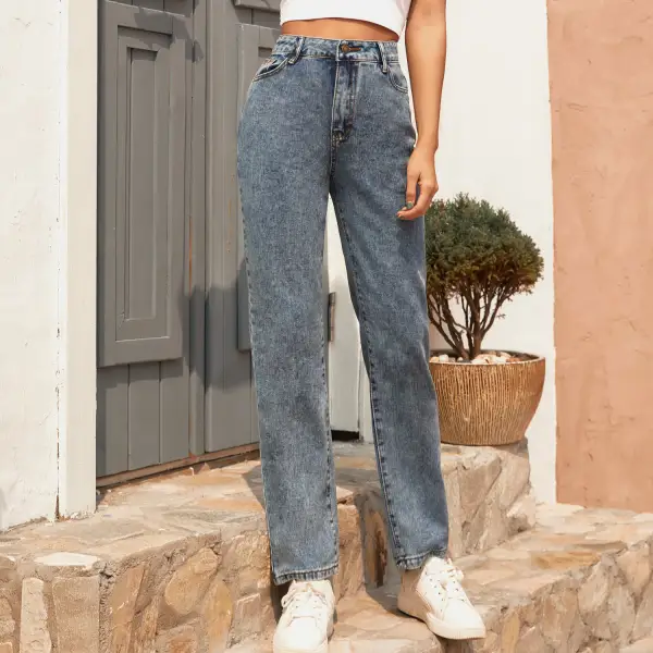 Retro wild washed denim trousers - Leanarea.chimpone.com 