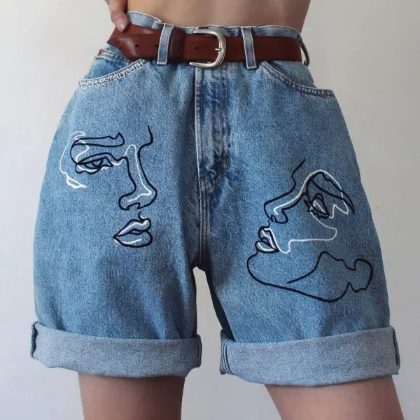 Summer Fashion Printed Denim Shorts - Leanarea.chimpone.com 