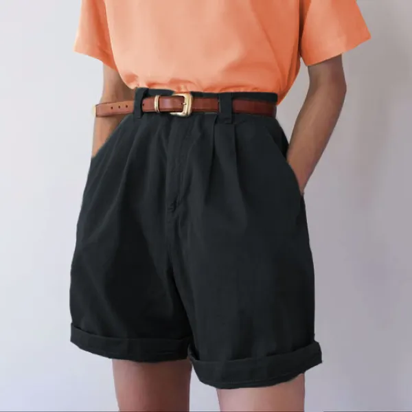 Summer casual solid color shorts - Leanarea.chimpone.com 