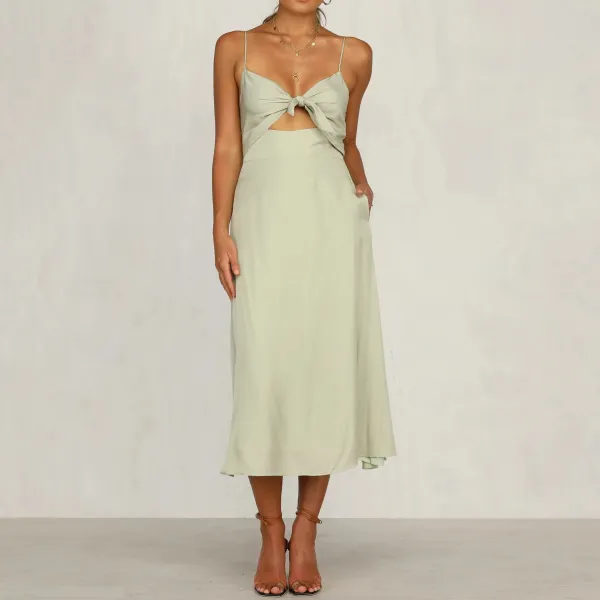 Fashionable temperament small open strap midi dress - Leanarea.chimpone.com 