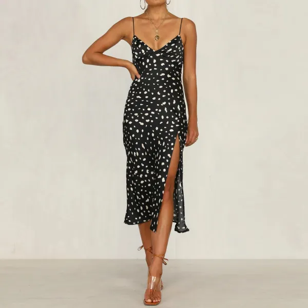 Fashion temperament casual small sling split dress elegant small fragrance - Leanarea.chimpone.com 