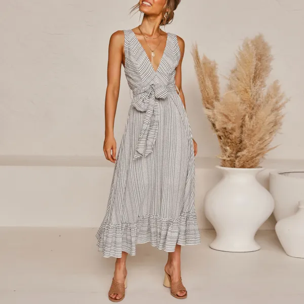 Fashion sleeveless overlap dress - Leanarea.chimpone.com 