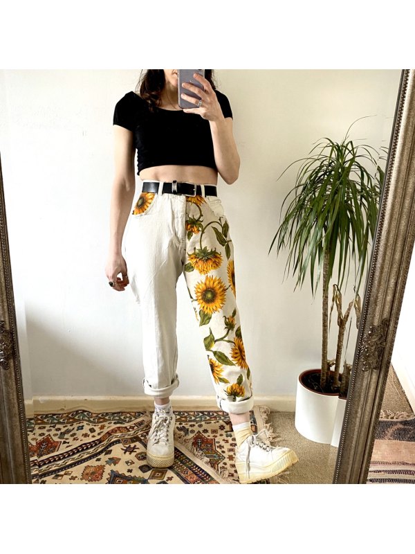 sunflower print jeans