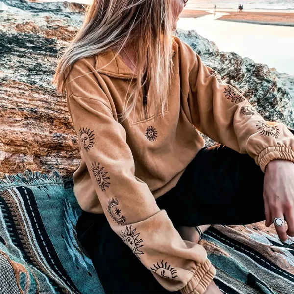 Vintage Long-sleeved Printed Sweatshirt - Leanarea.chimpone.com 