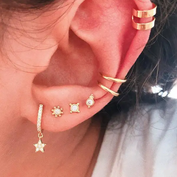 Personalized fashion full diamond five-pointed star stud earrings set - Leanarea.chimpone.com 
