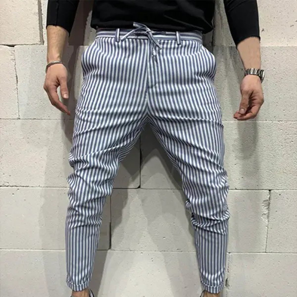 Casual Lace Solid Color Striped Trousers - Annafile.chimpone.com 