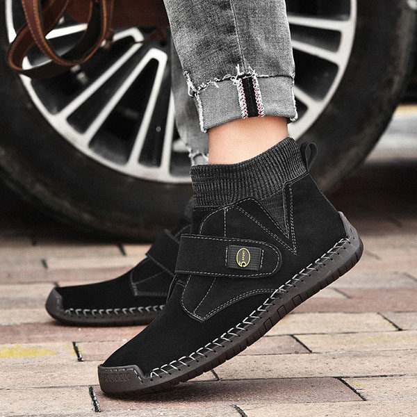 Men's British Style Velcro Leather Boots - nikiluwa.com
