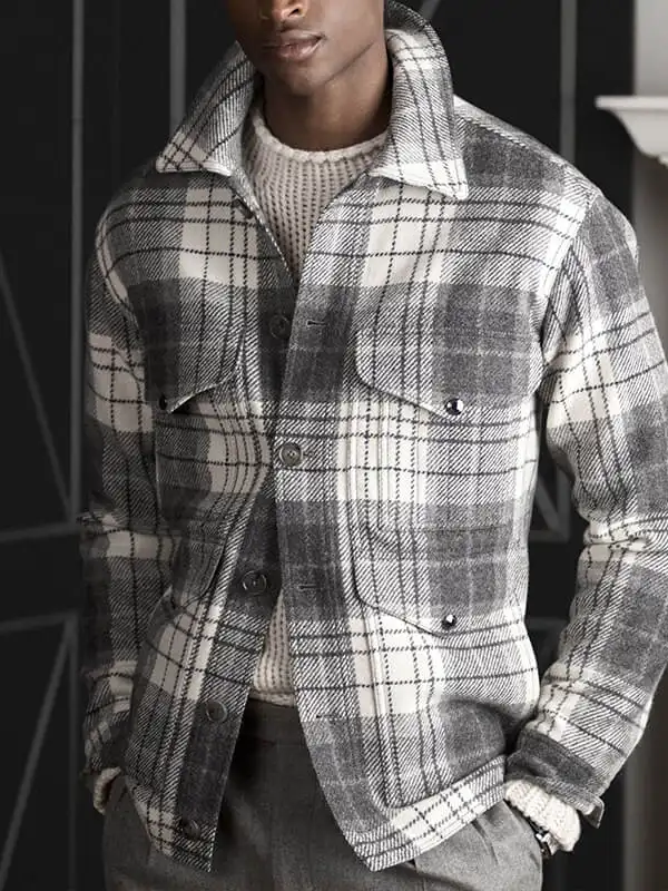 Men's fashion retro casual plaid jacket - Inkshe.com 