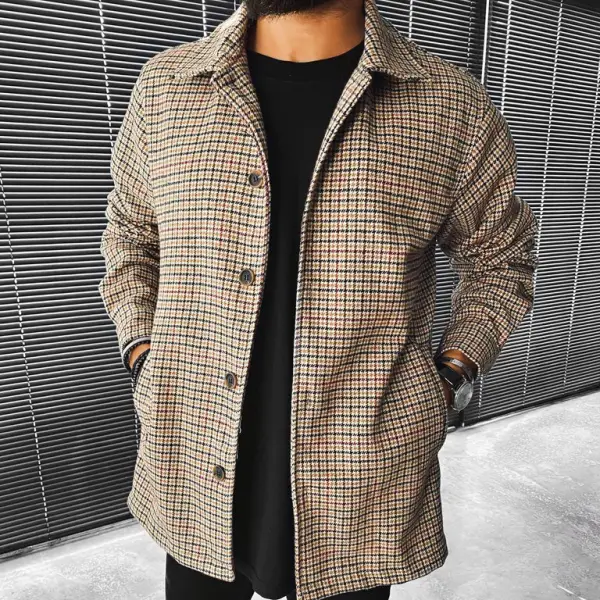 Fashion Check Textured Long Sleeve Jacket - Leanarea.chimpone.com 