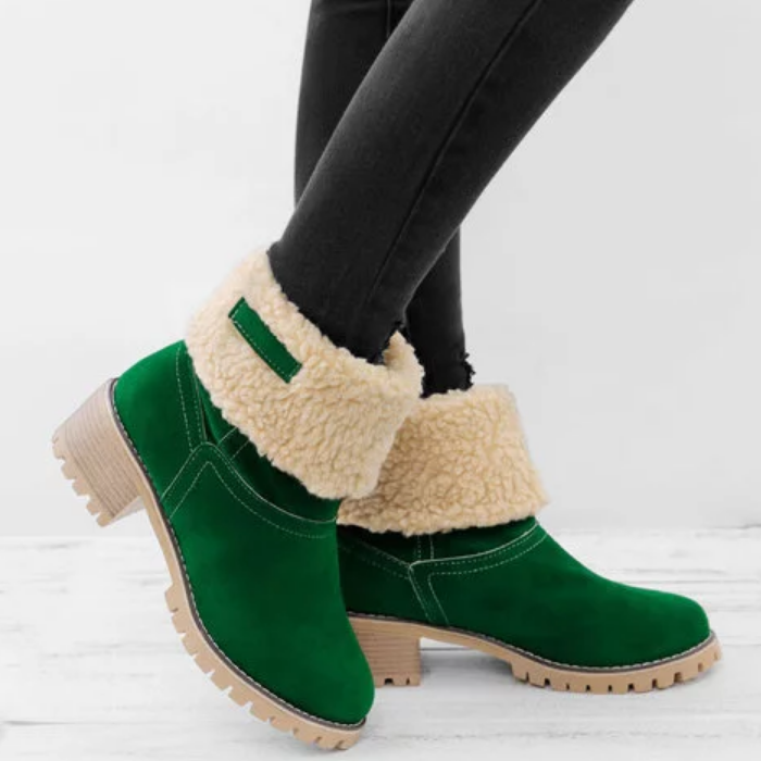 women warm square heels multicolor snow boots
