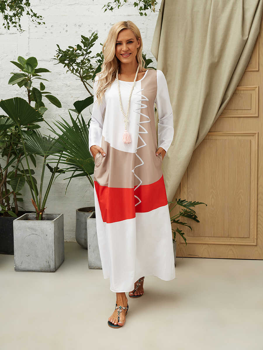 Colorblock Long Sleeve Dress