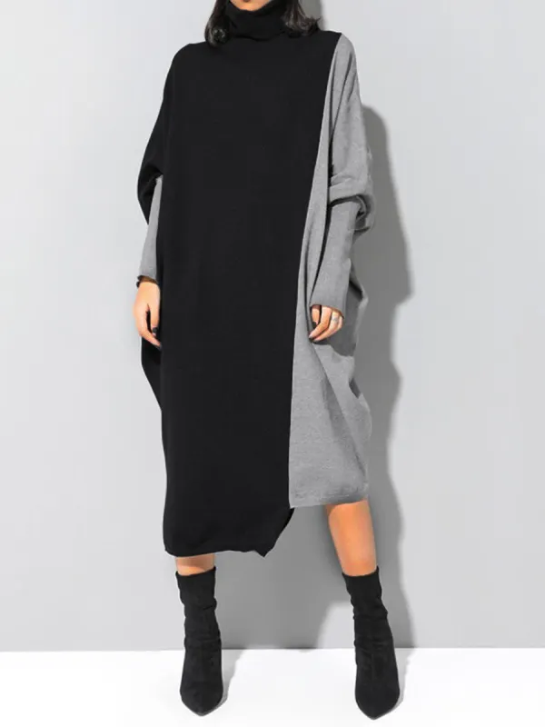 Casual Hit Color Long Sleeve Dress - Luvyle.chimpone.com 