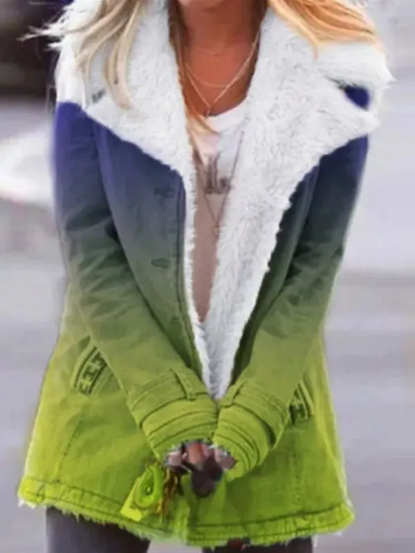 Gradient Plush Floppy Collar Outwear - Luvyle.chimpone.com 