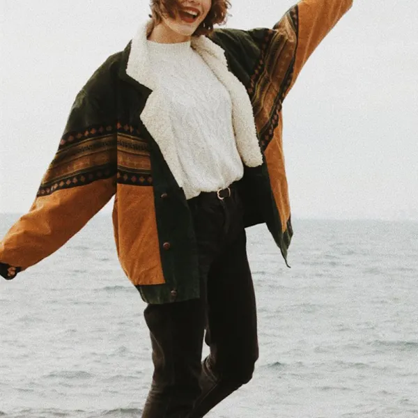 Vintage Striper Women's Cotton Jacket - Leanarea.chimpone.com 