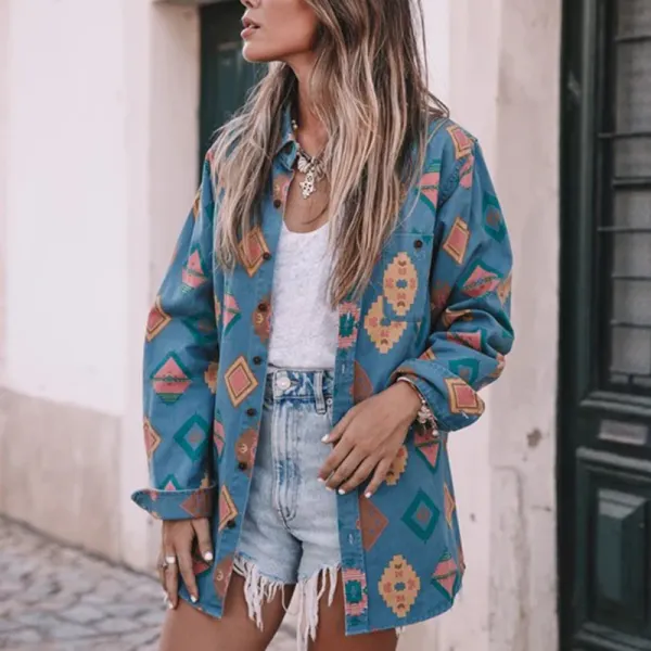 Vintage Long Sleeve Printed Shirt - Leanarea.chimpone.com 