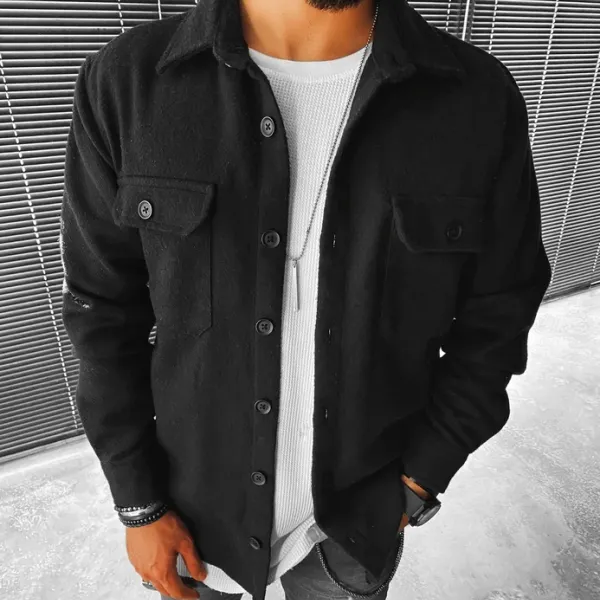 Fashion street solid color pocket look jacket - Kalesafe.com 
