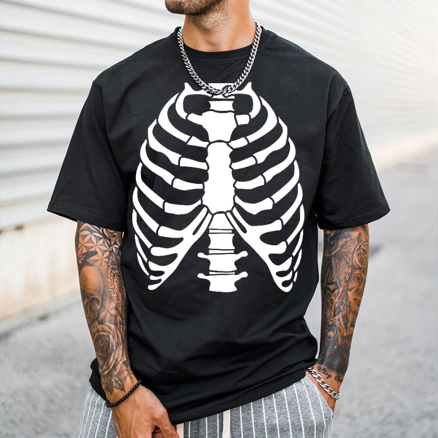 

Men's Fashion Casual Skeleton Print T-Shirt