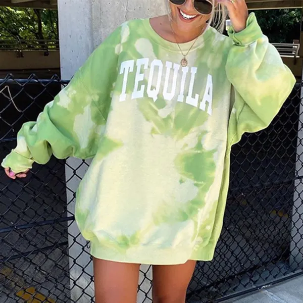 Fashion Casual 'TEQUILA' Tie Dye Sweatshirt - Leanarea.chimpone.com 