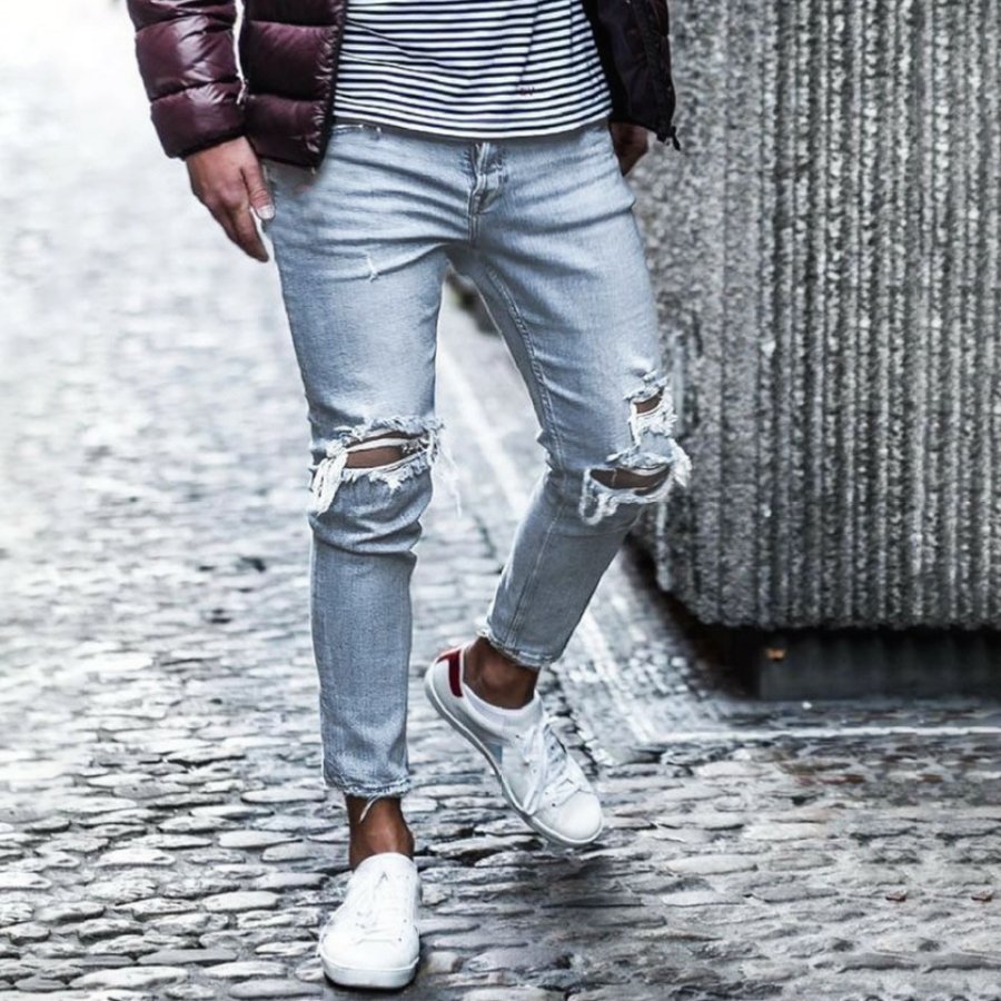 

Men's Knee Hole Slim Fit Jeans